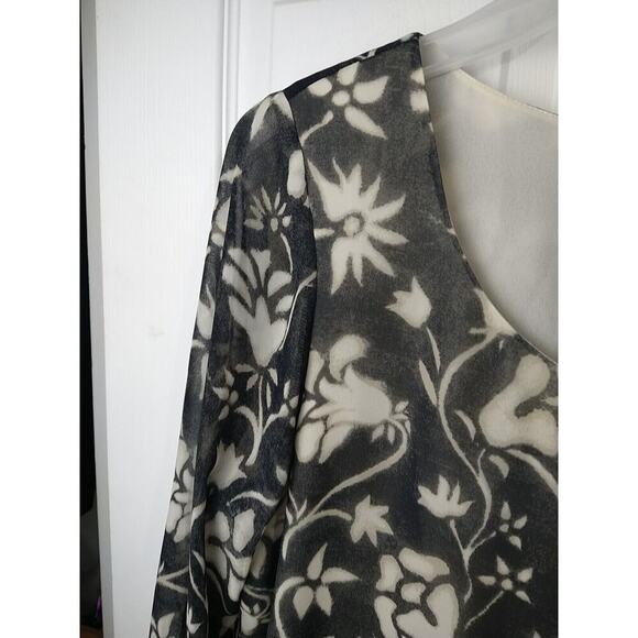 Linea Women's M Babydoll Blouse Semi Sheer Oversized Flare Sleeve - Picture 4 of 10